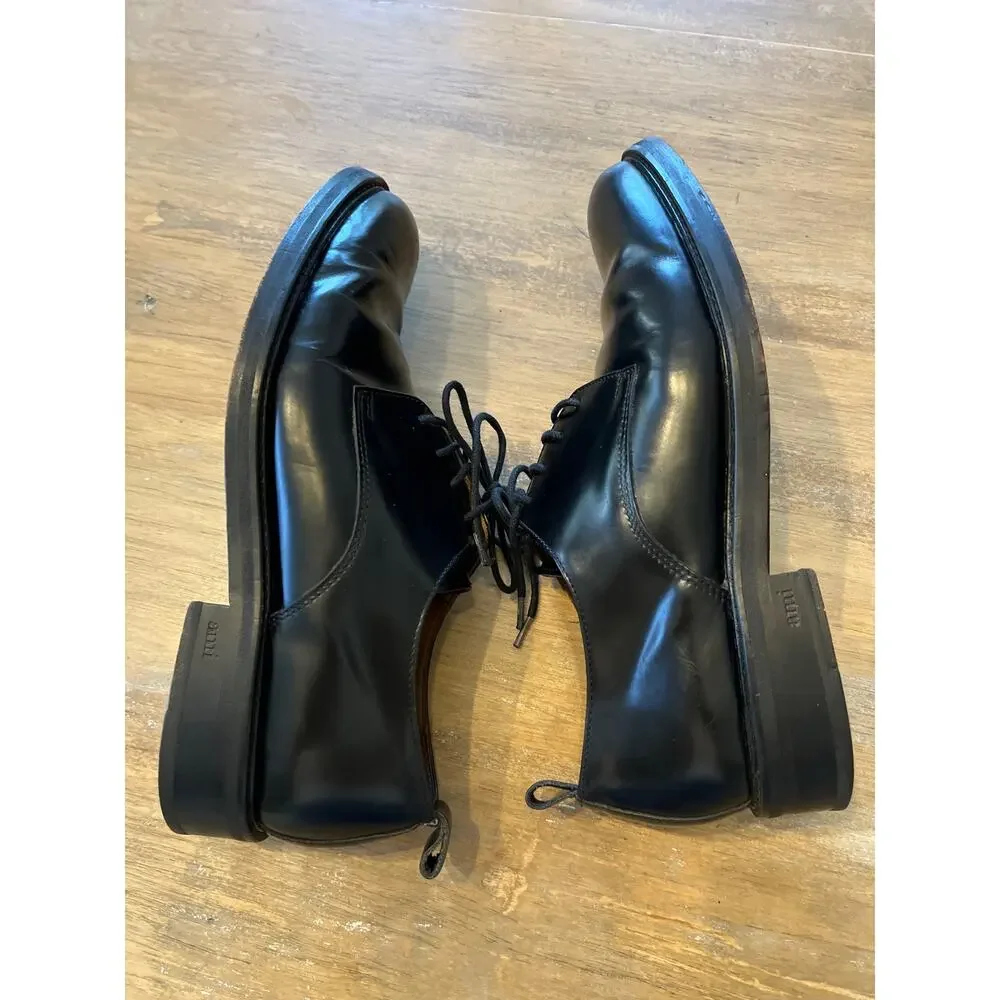 Ami Men’s black leather lace up dress shoes size 43
